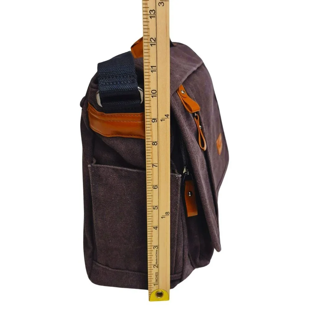 Messenger Bag for Men Women 13-14 Inch Laptop Water Resistant Shoulder Bag Brown